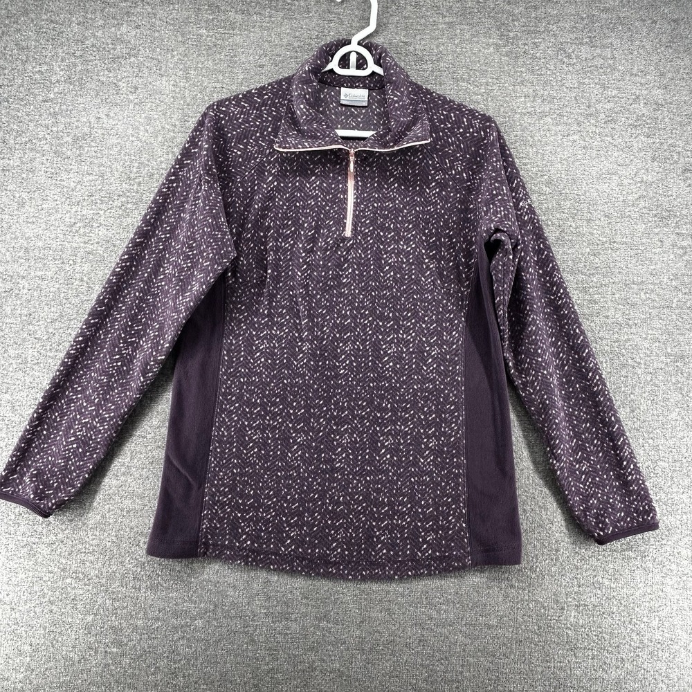 Columbia‎ Fleece 1/4 Zip Pullover Sweater Women SZ L Purple Casual Winter
